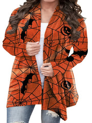  Halloween Cardigan Women's Pumpkin & Ghost Print