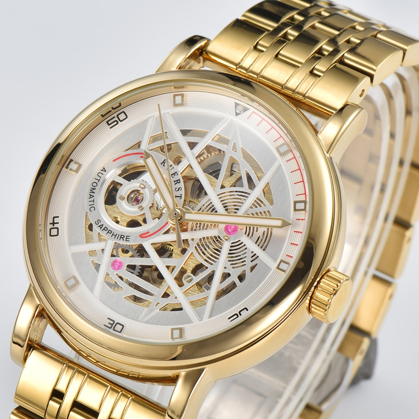 KUERST Men's Double Press Butterfly Buckle Automatic Mechanical Watch