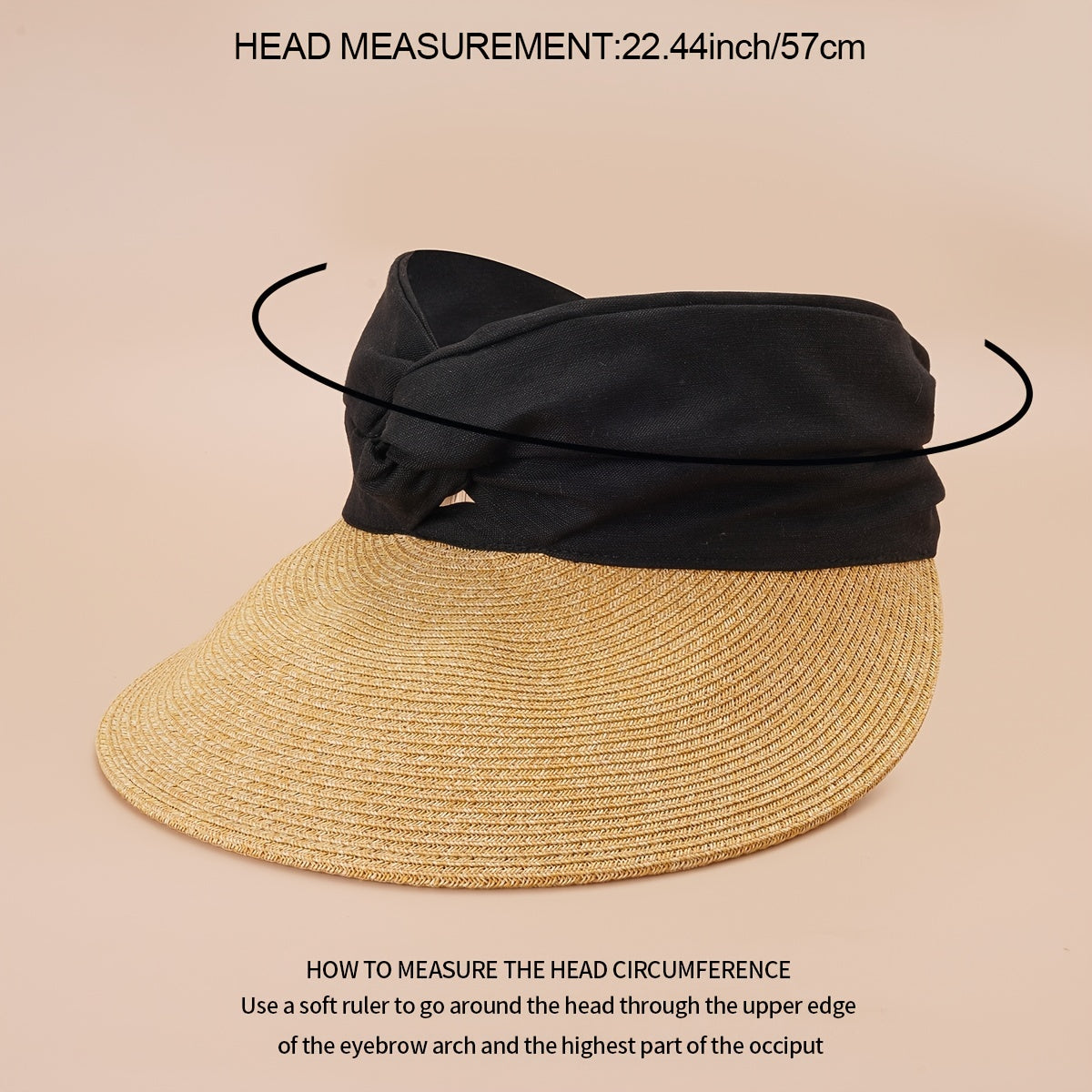 Japanese Straw Sun Hat Knot Stitching Visor Hats