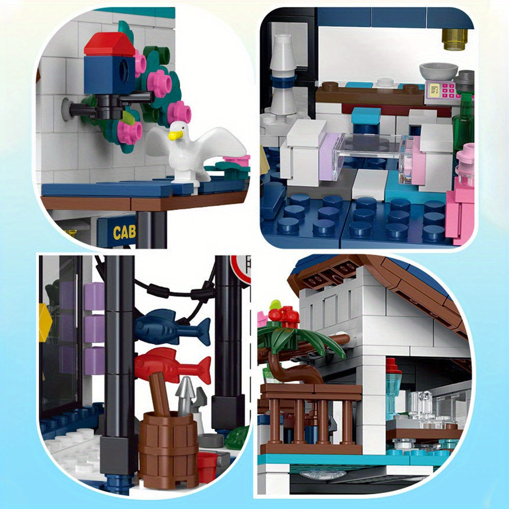 3 in 1 Seaside Villa Building Block Set 813pcs Home Decoration