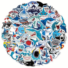 50pcs Shark Stickers Waterproof Vinyl Decals for Snowboards Bikes Computers