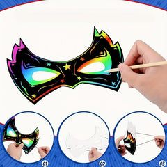 12pcs Scratch Art Hero Masks Kit for Costume Parties Mardi Gras