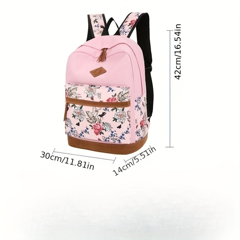 Vintage Floral Print Backpack & Handbag Set