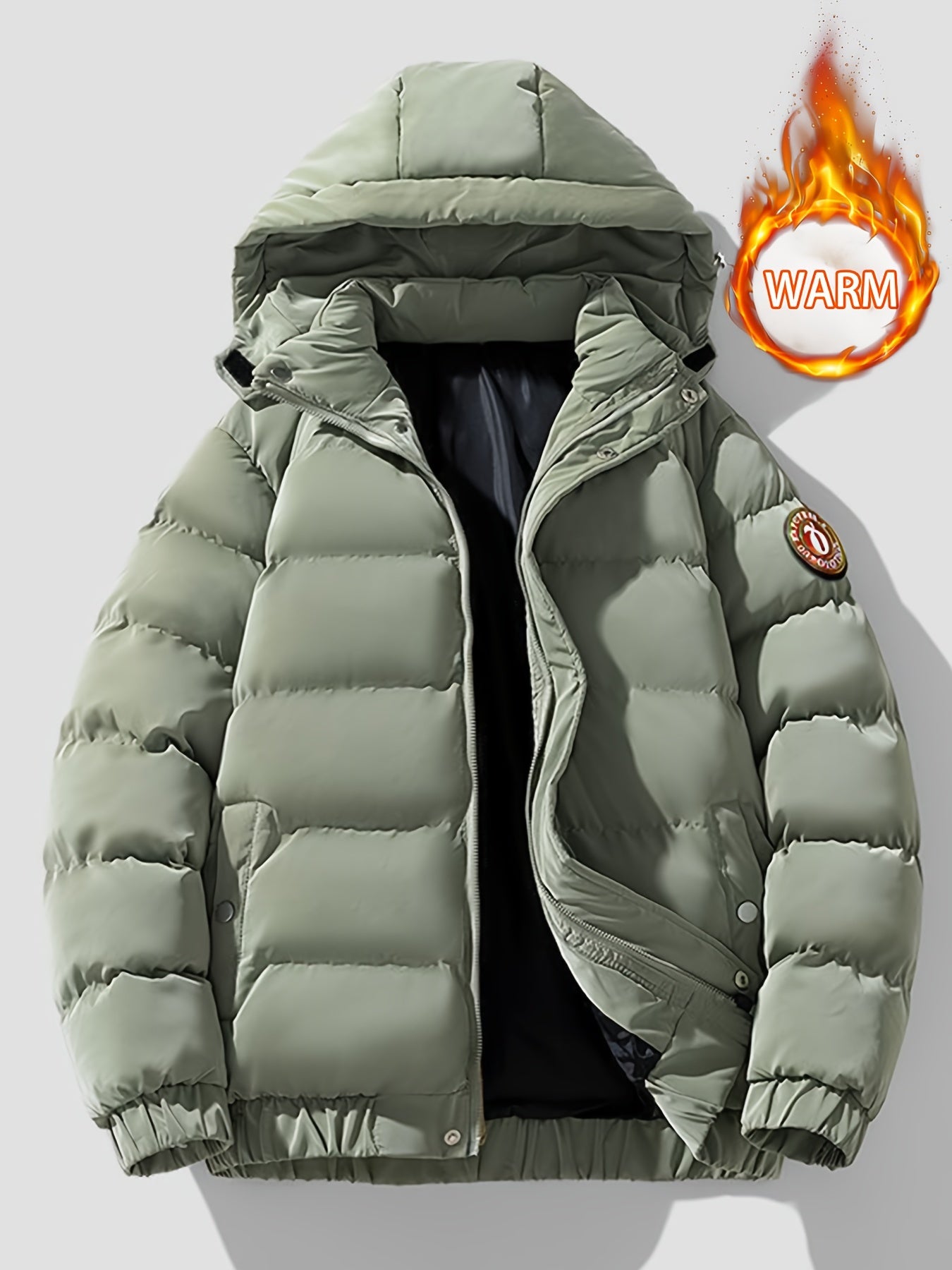 Men's Padded Thick Hooded Coat Thermal Warm Winter Jacket