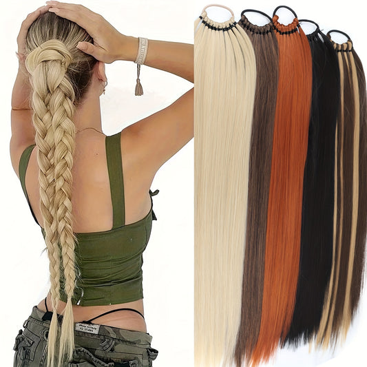 Long Straight Ponytail Extensions Synthetic Hair Extensions For Daily Use