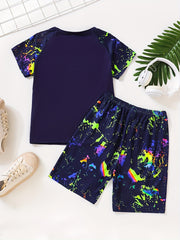Boys Tie Dye T shirt Matching Shorts Kids Clothes Summer