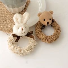 Rabbit Bear Plush Hair Scrunchies for Women Girls Hair Tie