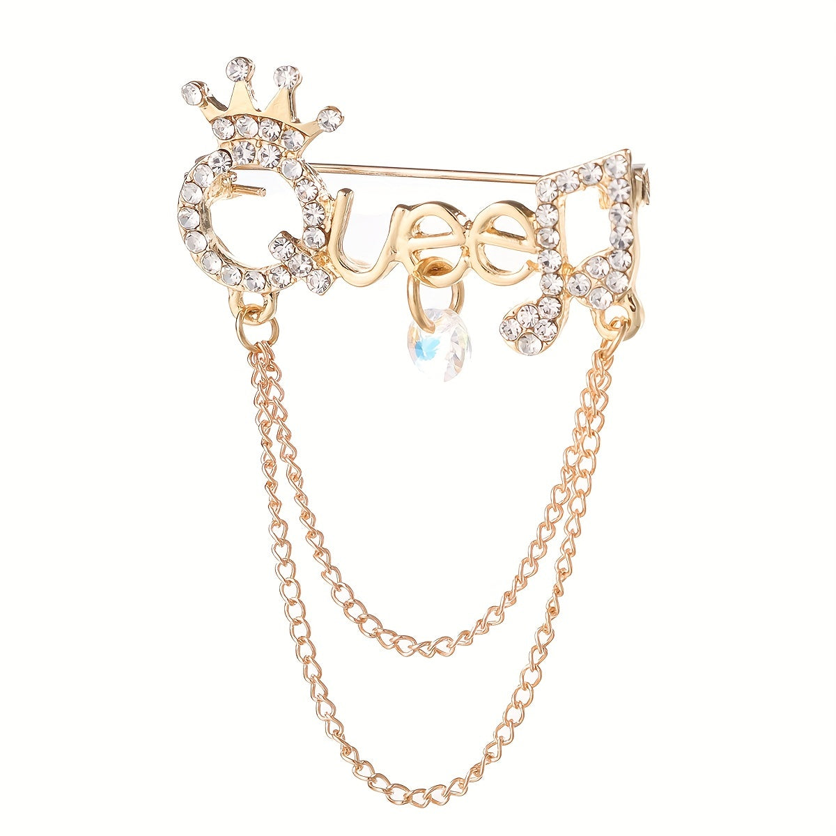 Fringe QUEEN Musical Symbol Brooch Ice Out Clothing Accessories