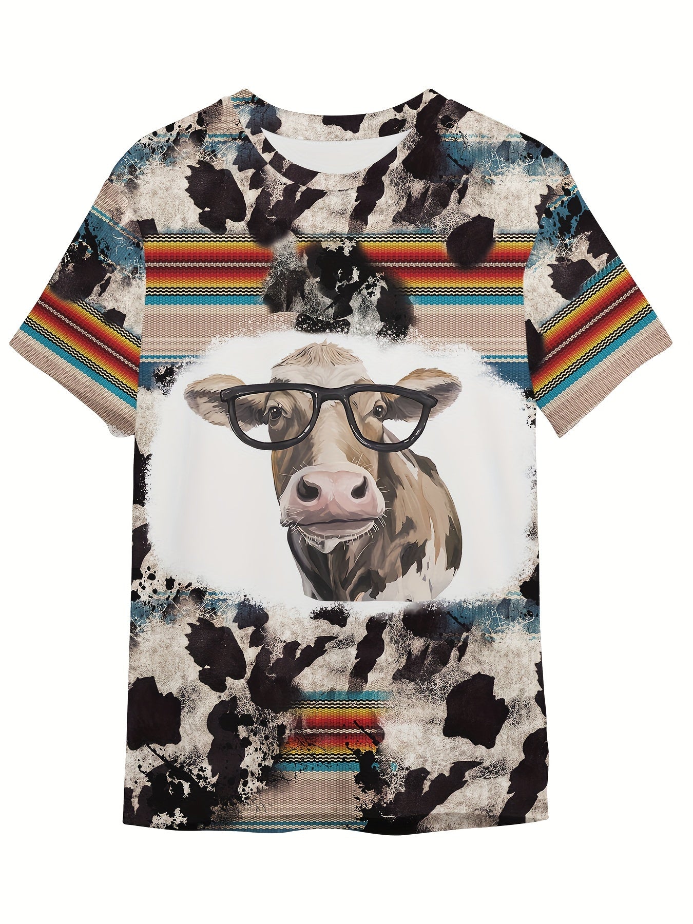 Girls Boys Cow Graphic Short Sleeve T-Shirt Summer Clothes
