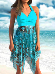  Butterfly Print Tankini Set with Asymmetrical Trim