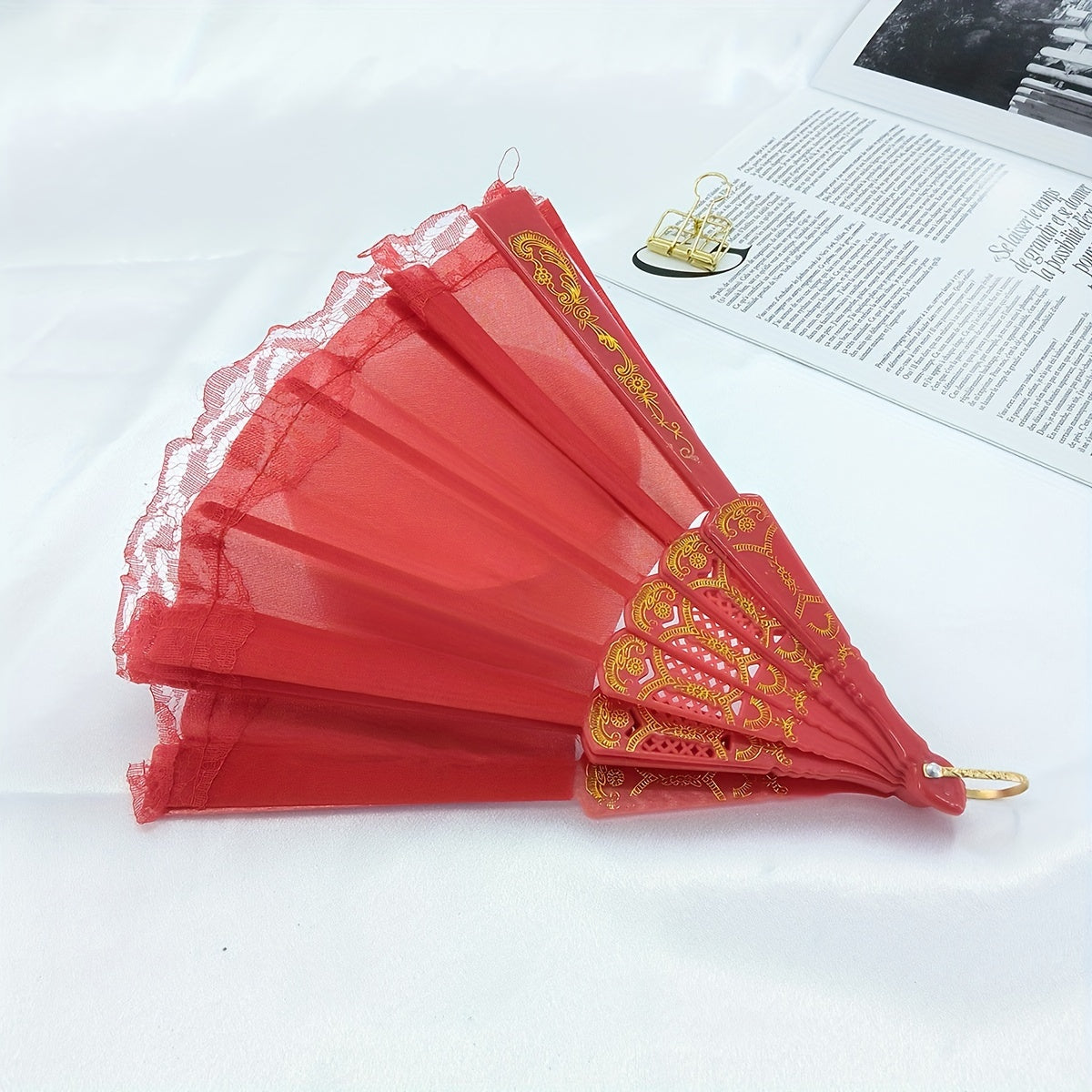 Retro Lace Folding Fan Dance Performance Fan Photo Props Ancient