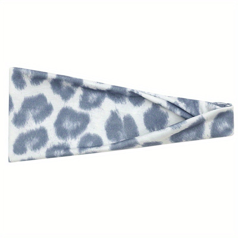 Leopard Pattern Wide Sweat Wicking Headband for Women