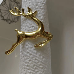 1pc Golden Deer Napkin Rings Solid Buckle Cast Iron Polished Metal