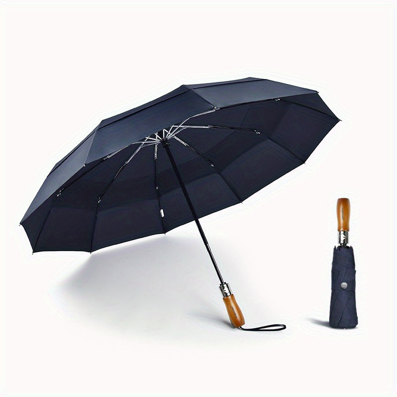 10 Ribs Auto Open Close Umbrella with Leather Cover