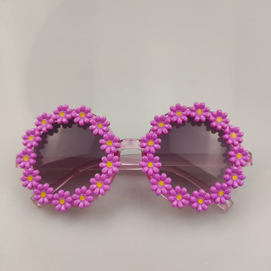 Girls Daisy Sunglasses Round Frame UV Protection Travel Outdoor Kids Accessory