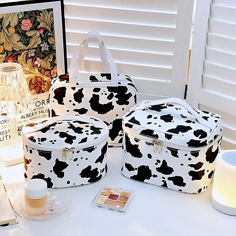 Cow Pattern Cosmetics Storage Bag Large Capacity Portable Toiletry Wash Bag
