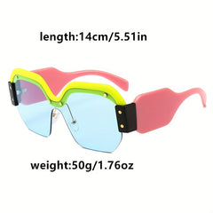 Y2K Semi Rimless Polarized Sunglasses For Women Men Block Decor Kpop Glasses