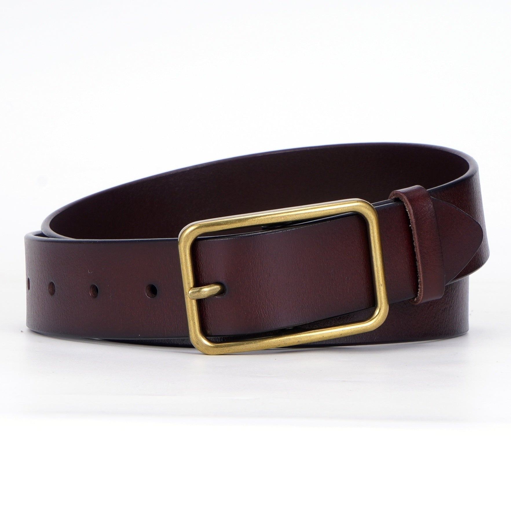  Leather Belt Rectangular Pin Buckle Vintage Solid Unisex Casual