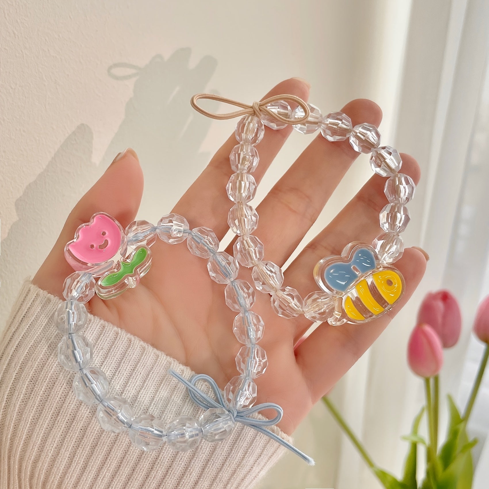 Crystal Beads Hair Tie Bracelet Hair Bands