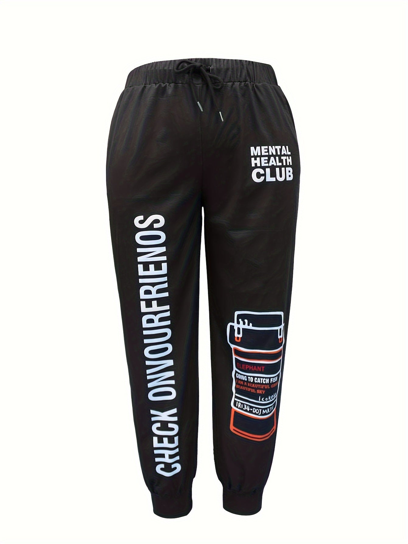 Women's Plus Slogan Print Sporty Pants