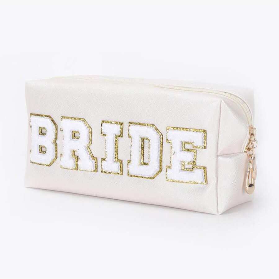 Waterproof Chenille Letter Patch Makeup Bag Travel Storage Pouch