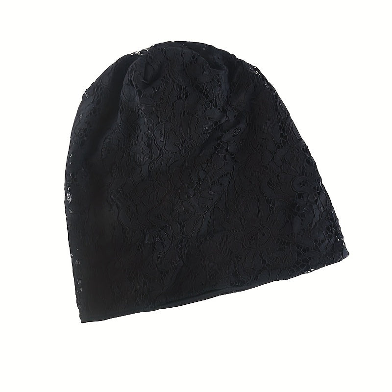 Lace Flower Beanie Elastic Lightweight Skull Cap