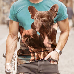 Dog 3d Pattern Print Men's Short Sleeve T shirt Graphic Tee