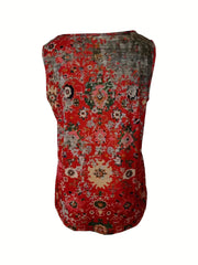 Vintage Ethnic Floral Print Tank Top