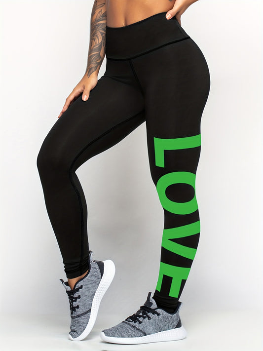 Letter Pattern Yoga Pants High Stretch Fitness Leggings