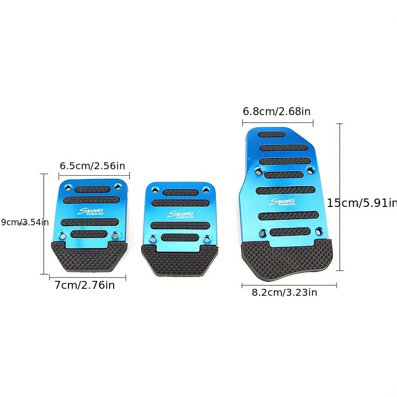 3 Pcs Car Pedal Set Aluminum Alloy Non-slip Manual Accelerator Pedal