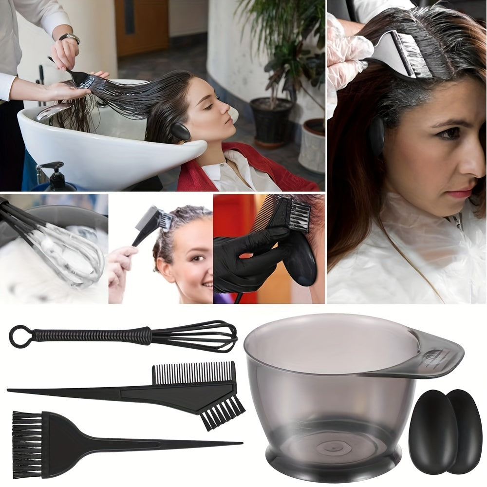 Hair Dye Tools Set: Bowl Comb Earmuffs Palette Brush Mixing Rods