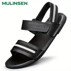 Men's Leather Flat Strap Sandals Soft Sole Beach Sandals