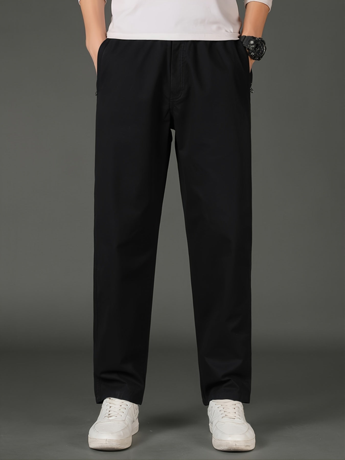 Men's Solid Slim Straight Casual Pants