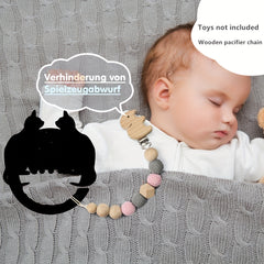 Elephant Wooden Pacifier Clip Strap for Boys Girls