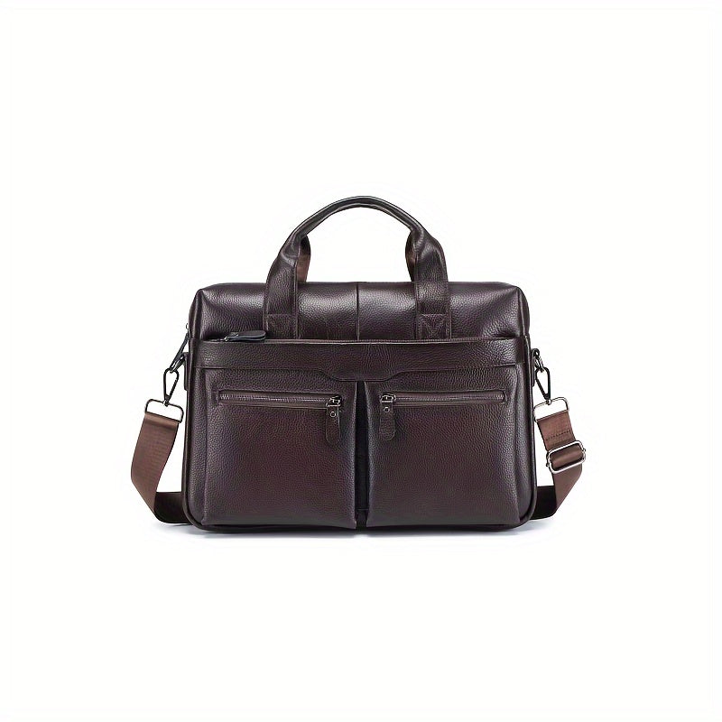 Waterproof Leather Men's Briefcase Adjustable Strap