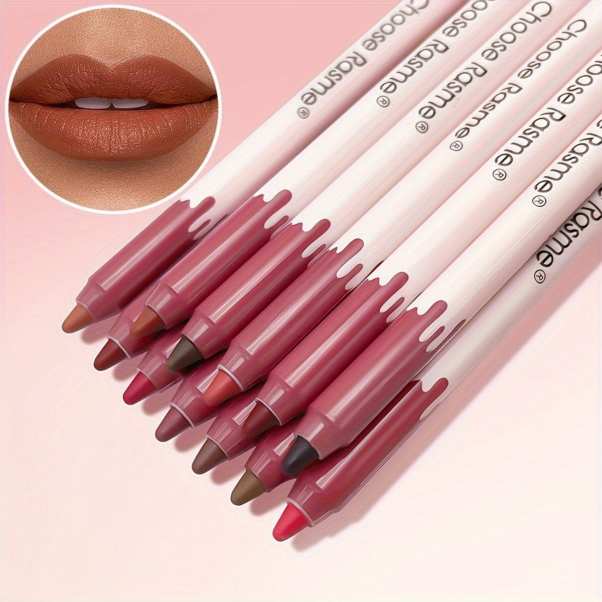 12pcs Lip Liner Set Pink & Cream Shades Natural Look All Skin Types Red Tones