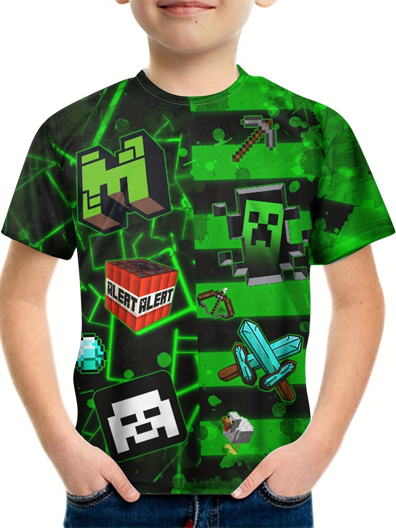 Boy's Cartoon Graphic T shirt Casual Slightly Stretch Breathable Novel Tee