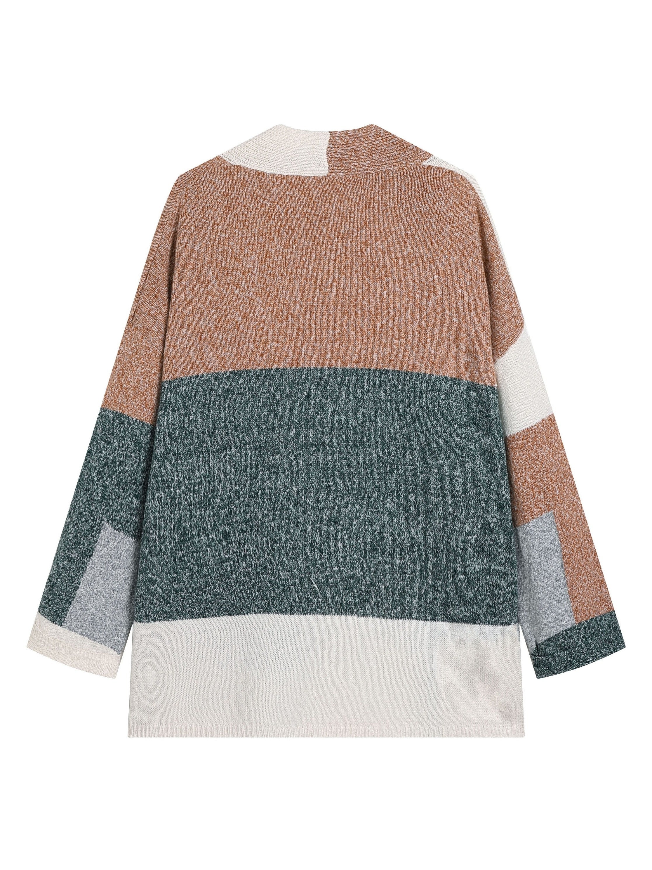  Colorblock Open Front Cardigan