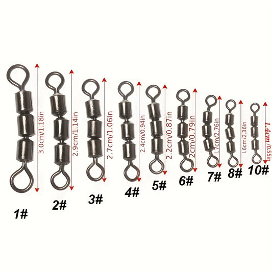 10pcs Stainless Steel Triple Fishing Swivels Lightweight Line Hook Connector