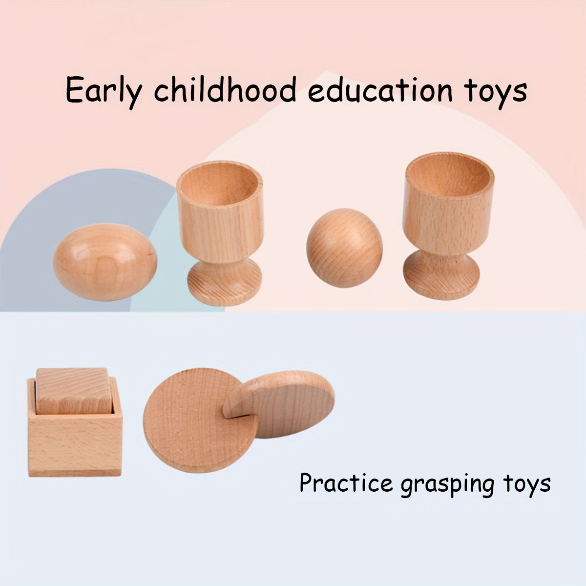 Wooden Egg Cup Ball Cube Tripletsy Toy Early Education Practice