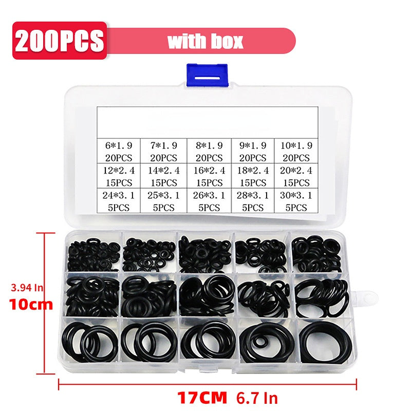 200Pcs Nitrile Silicone Rubber O Ring Repair Kit Faucet Sealing Valve