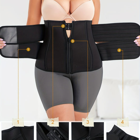 2 Pack Plus Size Sports Shapewear Set Women's Plus Tummy Control Waist Belt