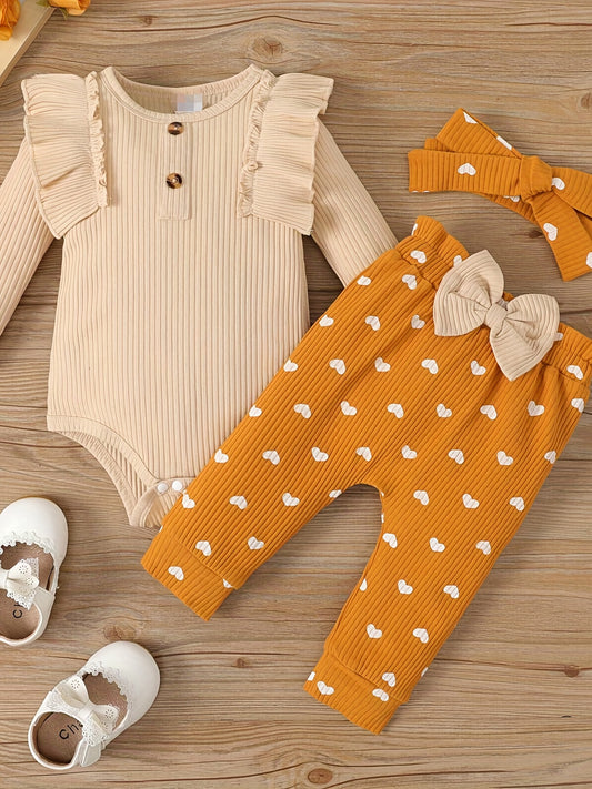 Baby Girl Long Sleeve Ruffle Trim Bodysuit & Pants Set