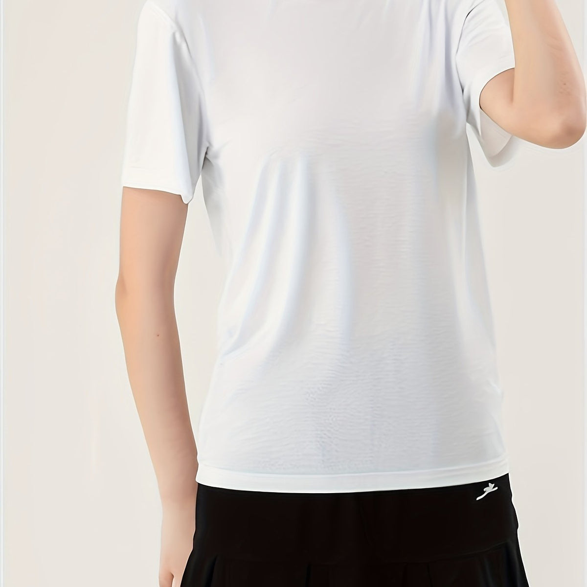 Solid Crew Neck Short Sleeve T shirts Quick Drying Moisture Wicking Breathable