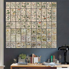 70 Retro Plant Postcard Collage Sets with Animal Pictures for Room Decoration