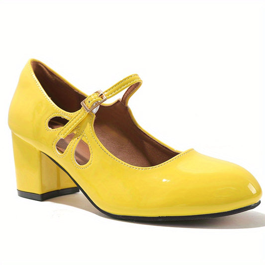 Women's Block Heeled Shoes Comfortable Closed Toe Buckle Strap Heels