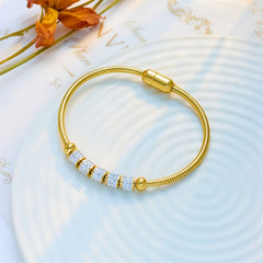 Stainless Steel Cylindrical Bracelet Golden Chain Men Women