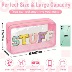 Letter Stuff Pattern Wash Bag Short Trip Transparent PVC Makeup Storage Bag