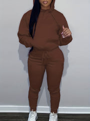 Solid Hoodie & Jogger Sweatpants Set
