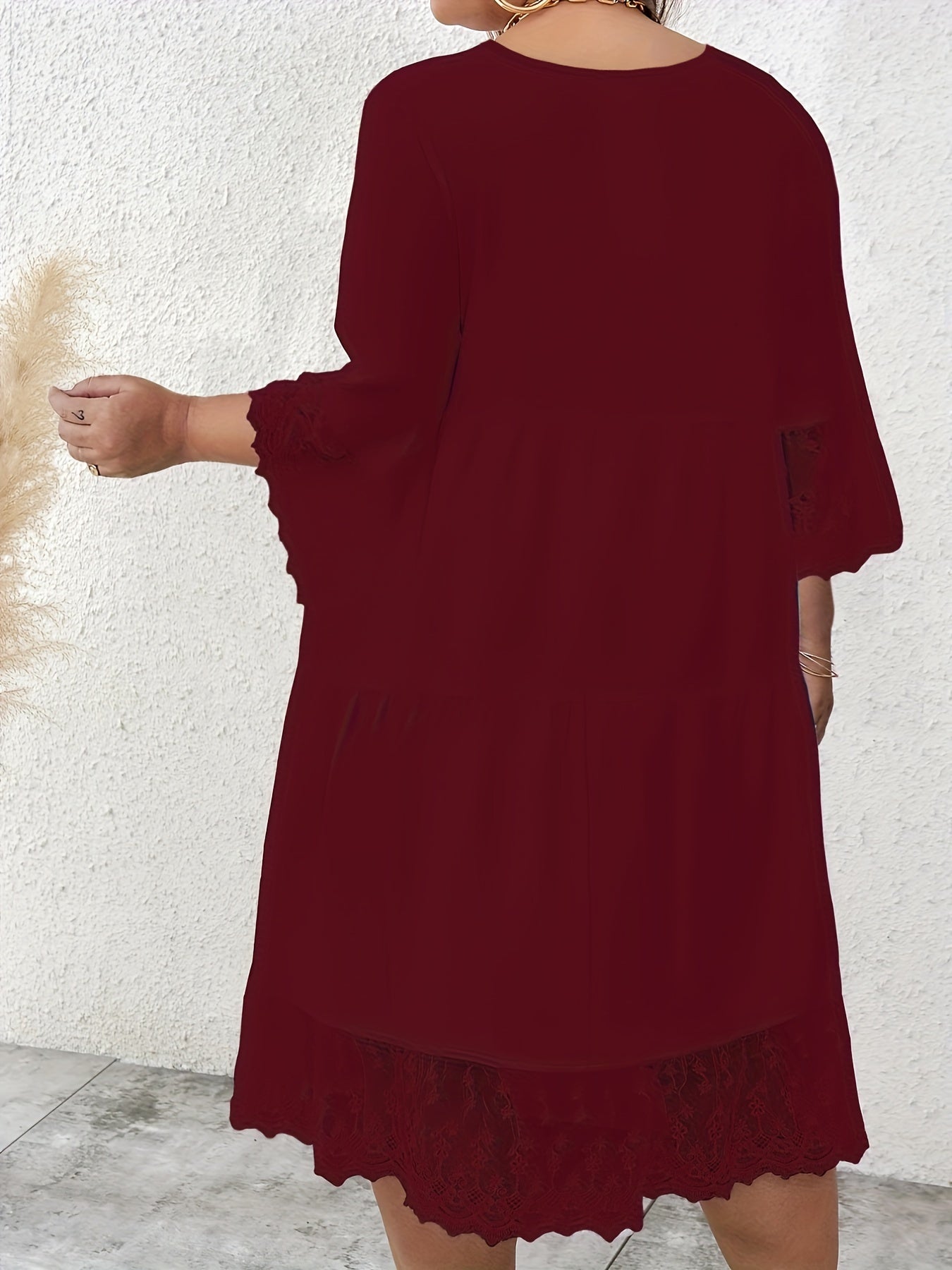  Dress Women's Plus Solid V Neck Smock Maxi Dress